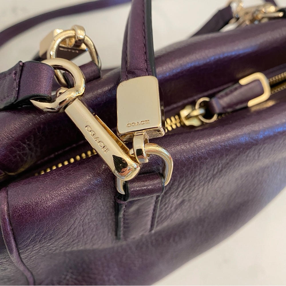 Coach Madison Mini Satchel in Purple Pebbled Leather and Shoulder Strap - Picture 6 of 10